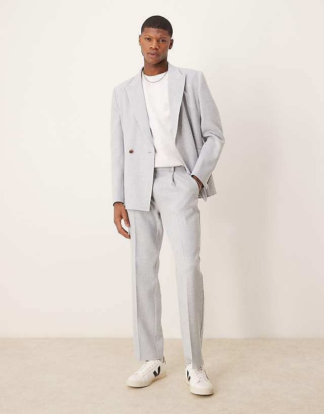 ASOS DESIGN regular suit in light grey linen look