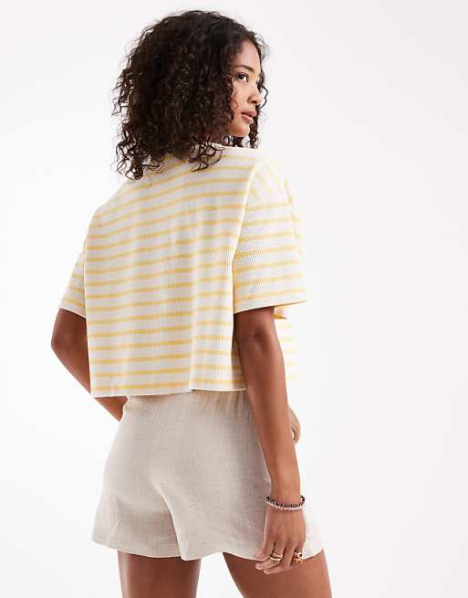 ASOS DESIGN Relaxed Dad Shorts With Linen In Natural