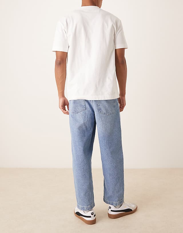 ASOS DESIGN Relaxed Tapered Jeans In Light Wash Blue