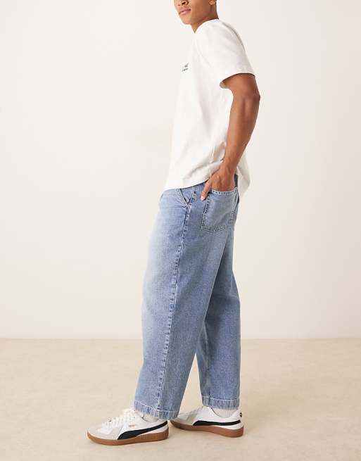 ASOS DESIGN Relaxed Tapered Jeans In Light Wash Blue
