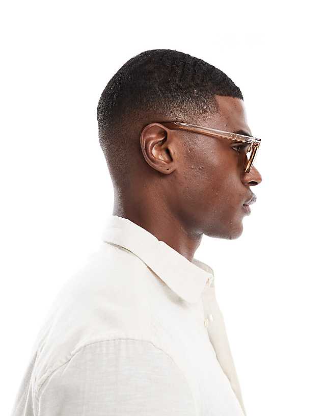 ASOS DESIGN Round Sunglasses In Brown With Black Lens
