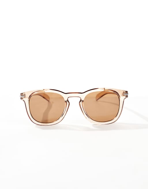 ASOS DESIGN Round Sunglasses In Brown With Black Lens