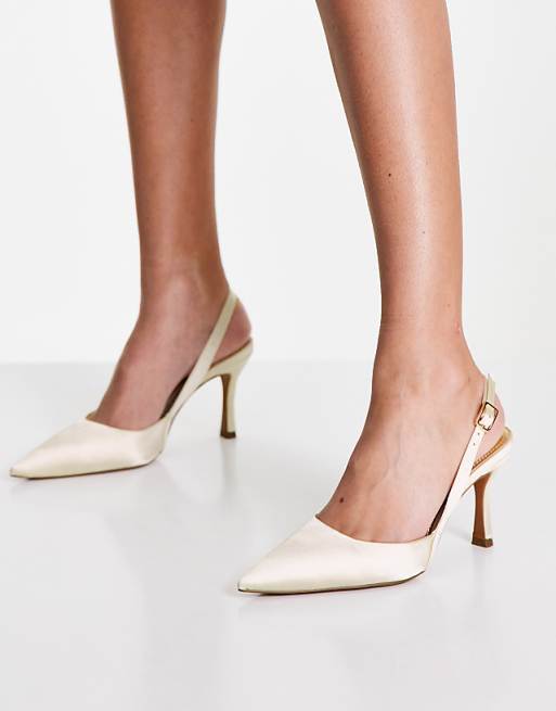 ASOS DESIGN Samber Slingback Stiletto Heels In Ivory