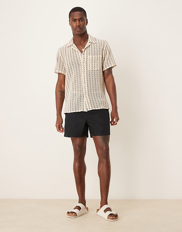 ASOS DESIGN Shorter Length Linen Blend Shorts In Black
