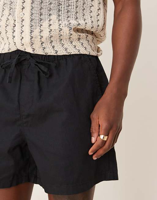 ASOS DESIGN Shorter Length Linen Blend Shorts In Black