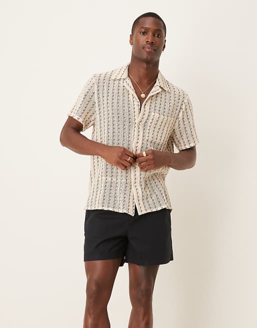 ASOS DESIGN shorter length linen blend shorts in black