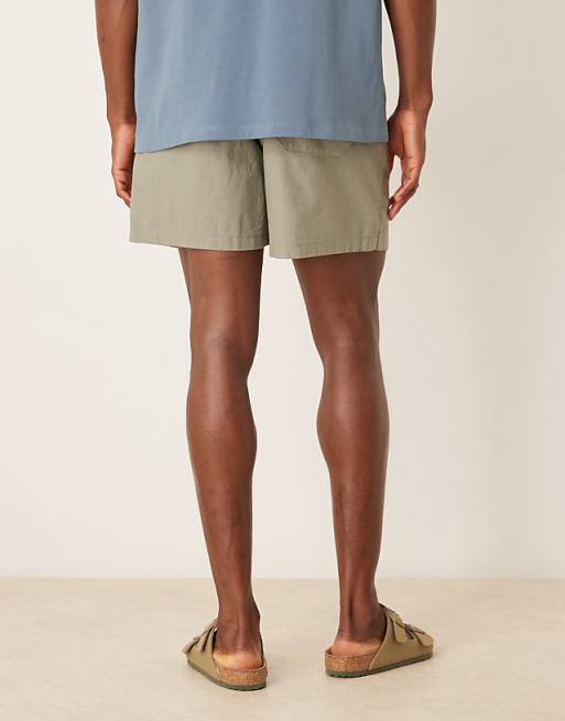 ASOS DESIGN Shorter Length Linen Blend Shorts In Khaki