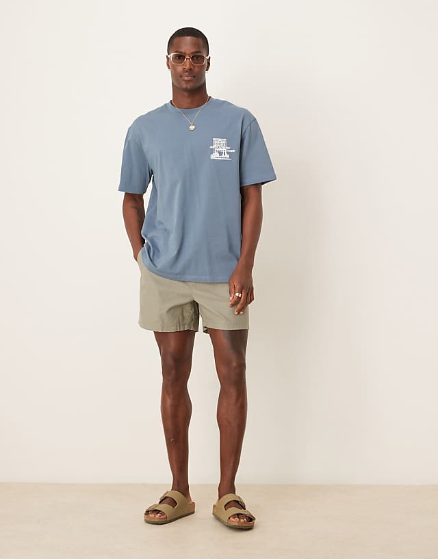 ASOS DESIGN Shorter Length Linen Blend Shorts In Khaki