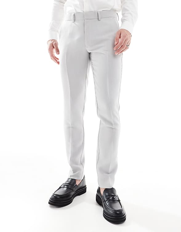 ASOS DESIGN Skinny Suit In Light Grey Microtexture