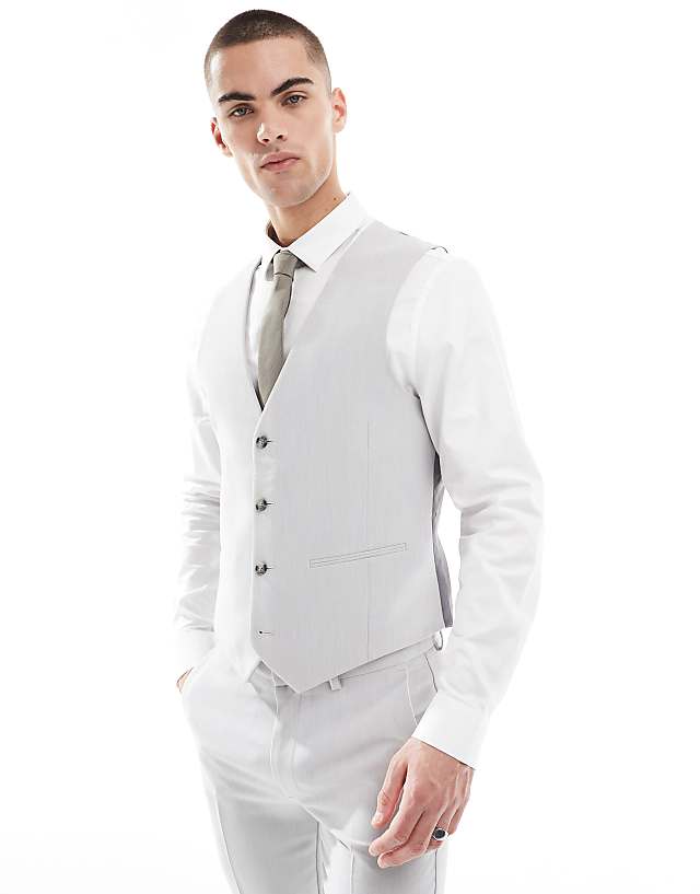 ASOS DESIGN Skinny Suit In Light Grey Microtexture