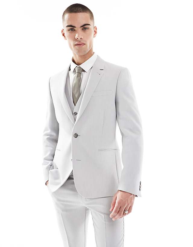 ASOS DESIGN Skinny Suit In Light Grey Microtexture