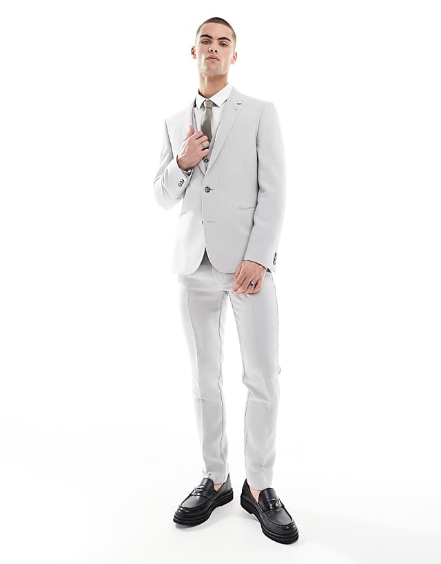 ASOS DESIGN skinny suit in light grey microtexture