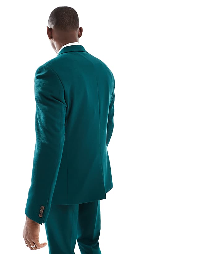ASOS DESIGN Skinny Suit Jacket In Green Slub Texture