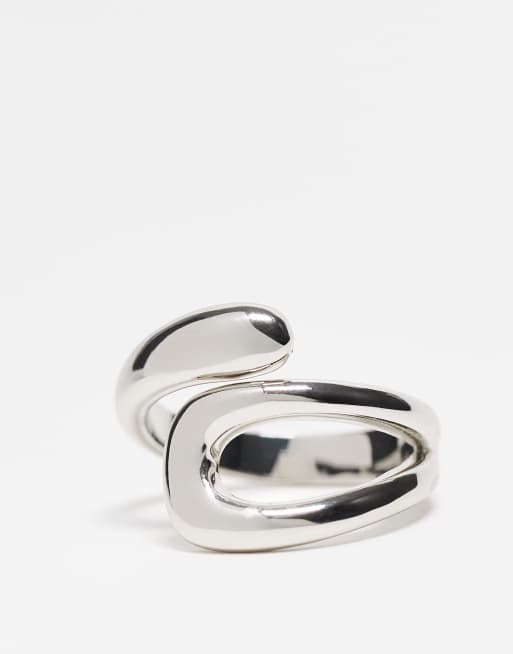 ASOS DESIGN Sleek Open-ended Wrap Ring In Silver