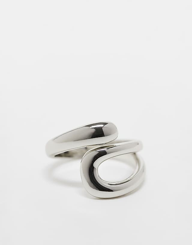ASOS DESIGN sleek open-ended wrap ring in silver