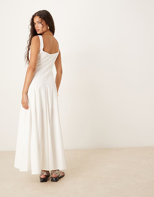 ASOS DESIGN Sleeveless Waisted Midi Dress In White