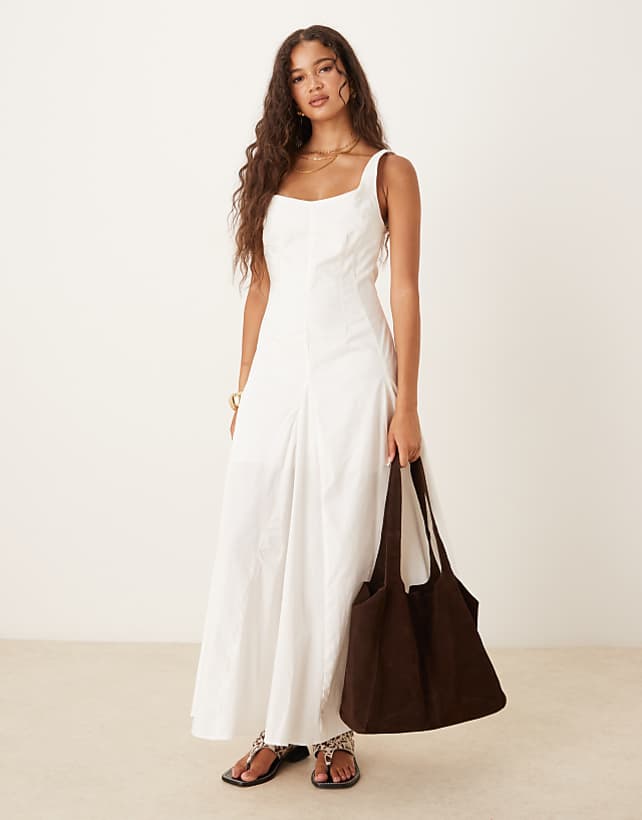 ASOS DESIGN sleeveless waisted midi dress in white