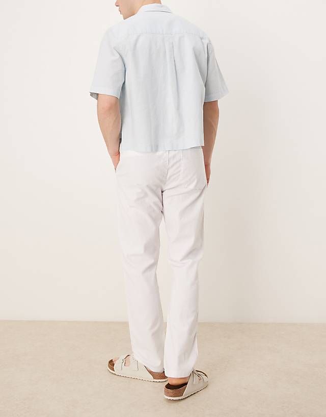 ASOS DESIGN Slim Linen Blend Trousers In White