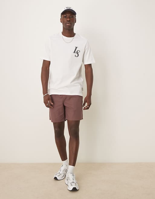 ASOS DESIGN Slim Mid Length Bermuda Shorts In Brown Linen Blend