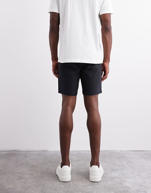 ASOS DESIGN Slim Mid Length Chino Bermuda Shorts In Black