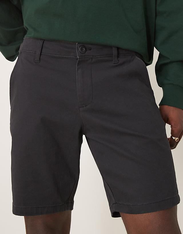 ASOS DESIGN Slim Regular Length Chino Shorts In Black