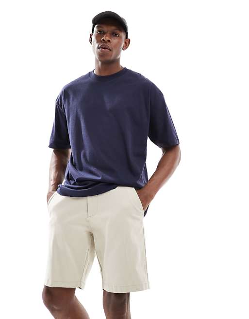 ASOS DESIGN Slim Regular Length Chino Shorts In Stone