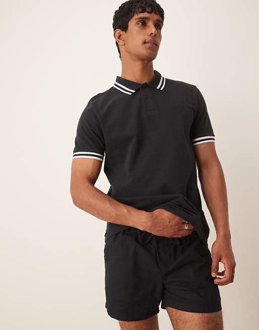 ASOS DESIGN slim shorter length shorts in black linen blend