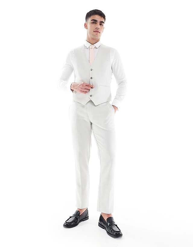 ASOS DESIGN Slim Suit Waistcoat Wool Blend In Light Grey