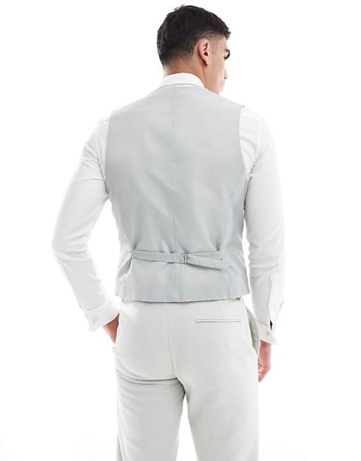 ASOS DESIGN Slim Suit Waistcoat Wool Blend In Light Grey