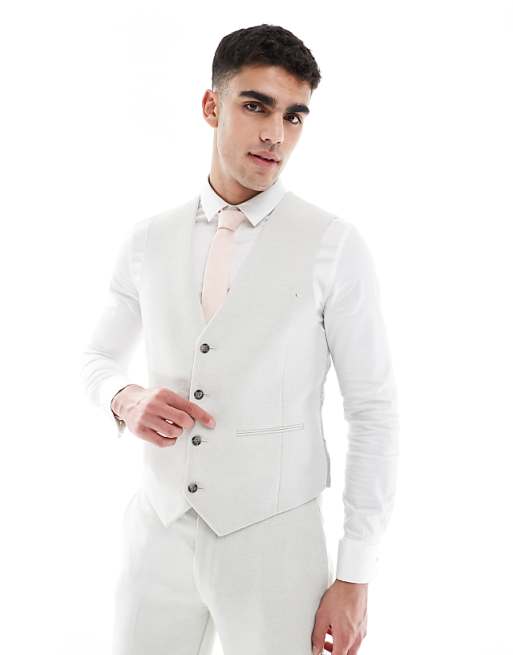 ASOS DESIGN slim suit waistcoat wool blend in light grey