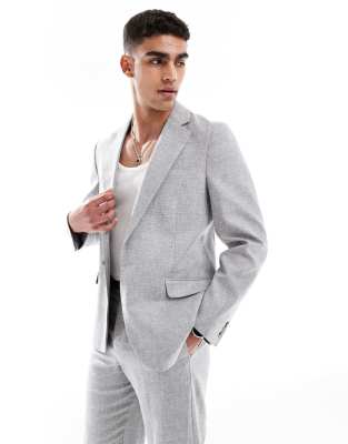 ASOS DESIGN Slim Summer Suit With Linen Cotton In Grey