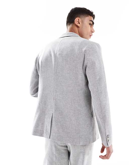 ASOS DESIGN slim summer suit with linen cotton in grey