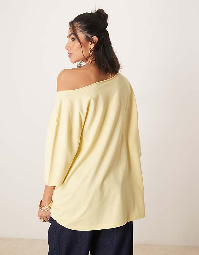 ASOS DESIGN Slouchy Off Shoulder Oversized Tee In Buttermilk
