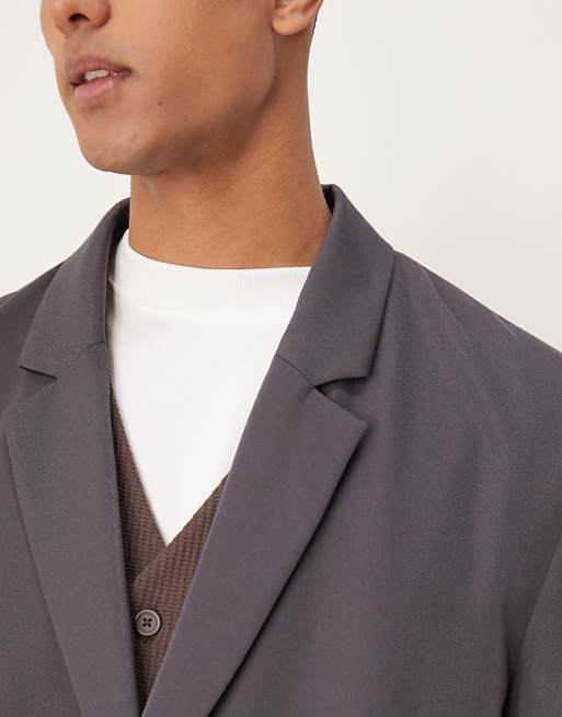 ASOS DESIGN Slouchy Oversized Blazer In Charcoal