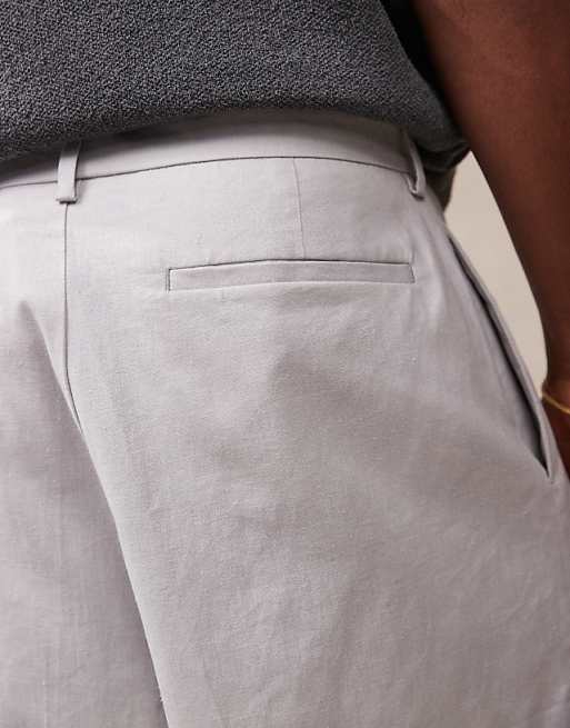 ASOS DESIGN Smart Bermuda Crop Linen Blend Shorts In Light Grey