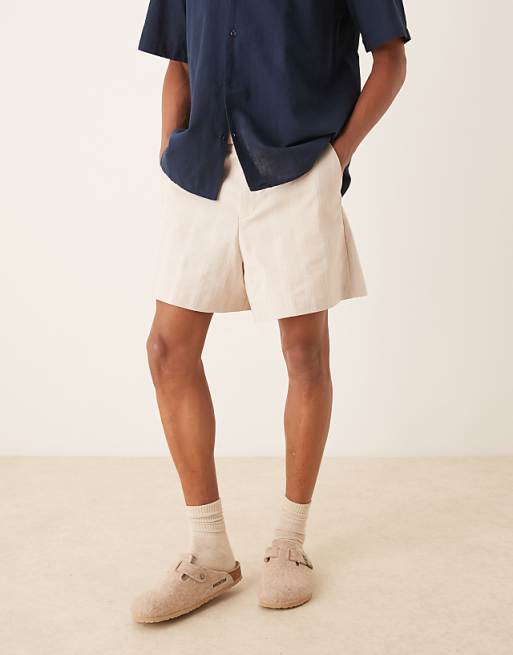 ASOS DESIGN Smart Bermuda Linen Blend Shorts In Ecru