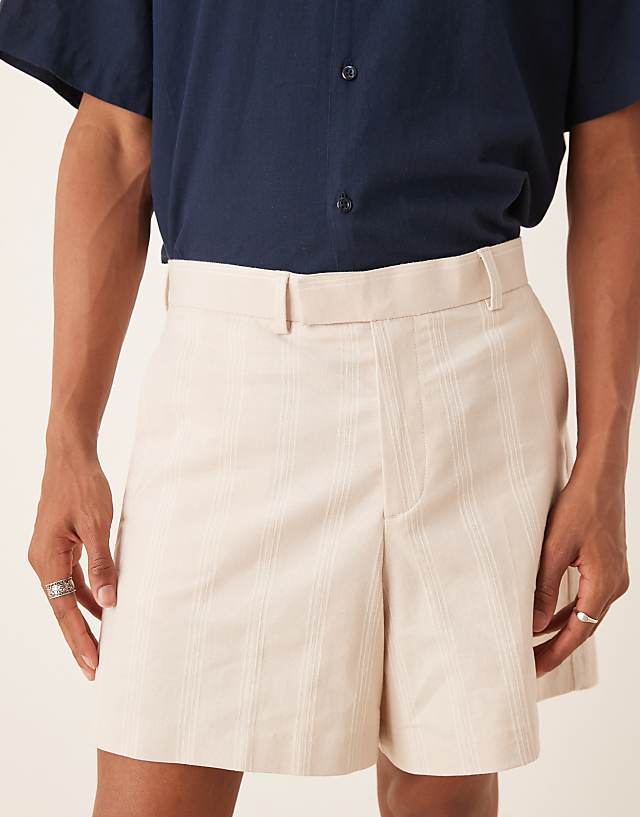 ASOS DESIGN Smart Bermuda Linen Blend Shorts In Ecru