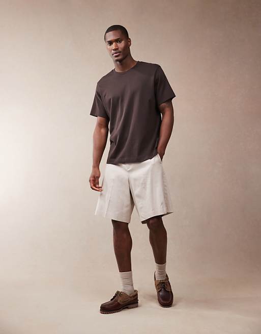 ASOS DESIGN Smart Linen Blend Bermuda Shorts In Stone