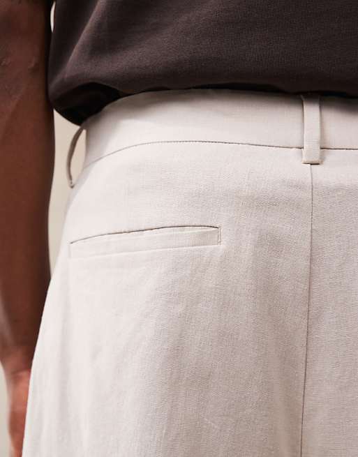 ASOS DESIGN Smart Linen Blend Bermuda Shorts In Stone