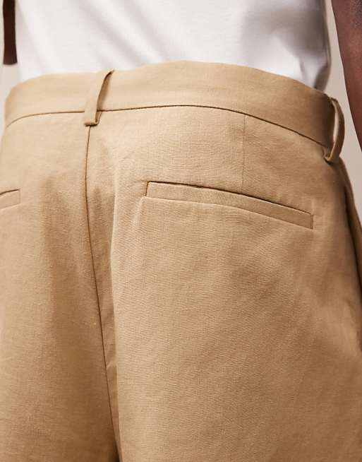 ASOS DESIGN Smart Linen Blend Bermuda Shorts In Tan
