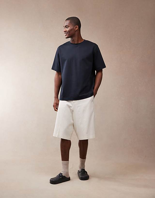 ASOS DESIGN Smart Oversized Bermuda Linen Blend Shorts In Ecru