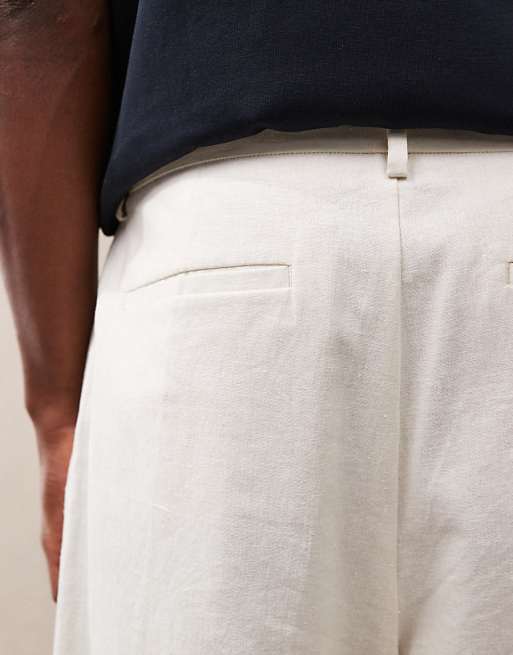 ASOS DESIGN Smart Oversized Bermuda Linen Blend Shorts In Ecru