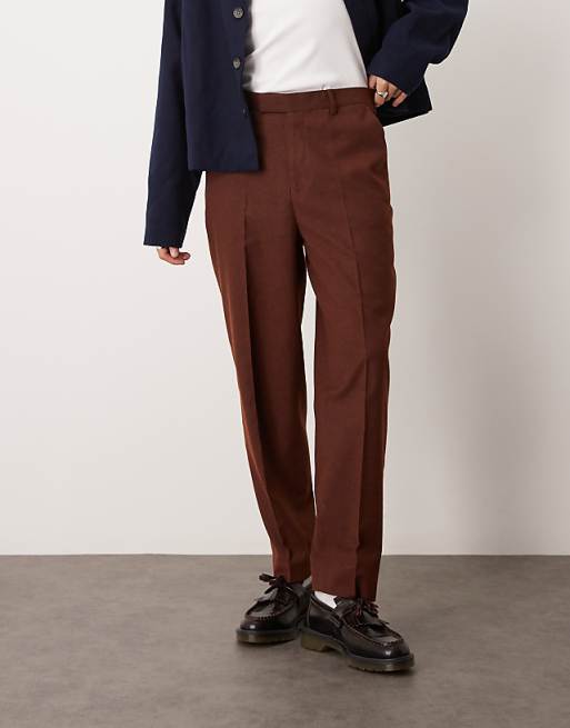 ASOS DESIGN Smart Oversized Tapered Trousers In Rust Speckled Wool Mix