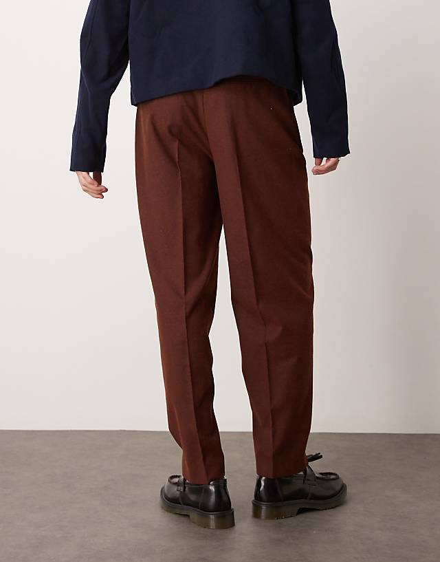 ASOS DESIGN Smart Oversized Tapered Trousers In Rust Speckled Wool Mix