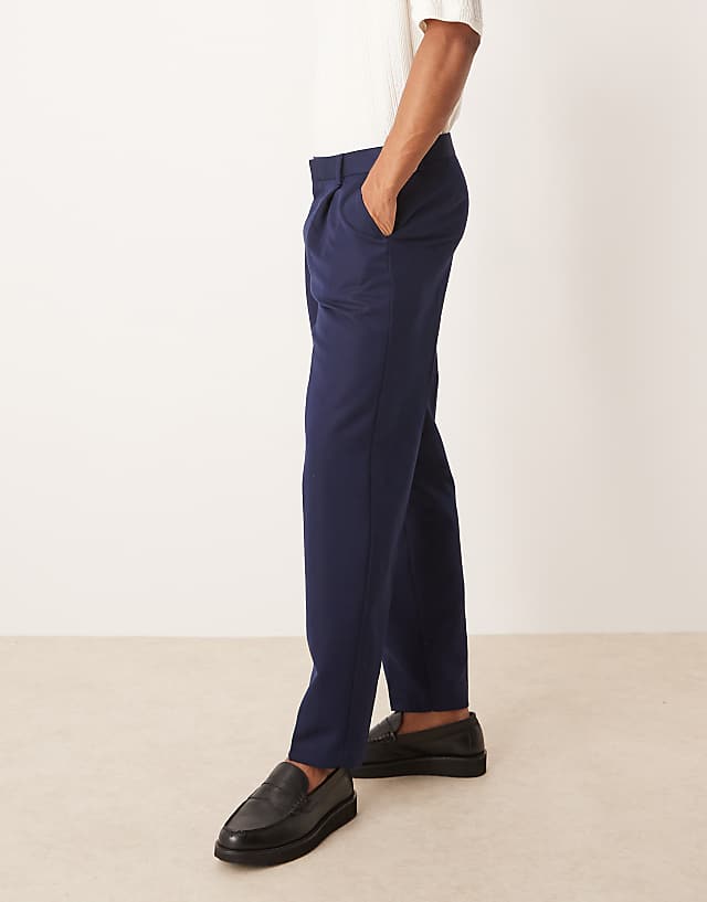 ASOS DESIGN Smart Oversized Tapered Trousers Navy