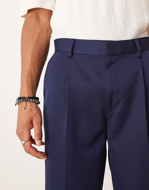 ASOS DESIGN Smart Oversized Tapered Trousers Navy