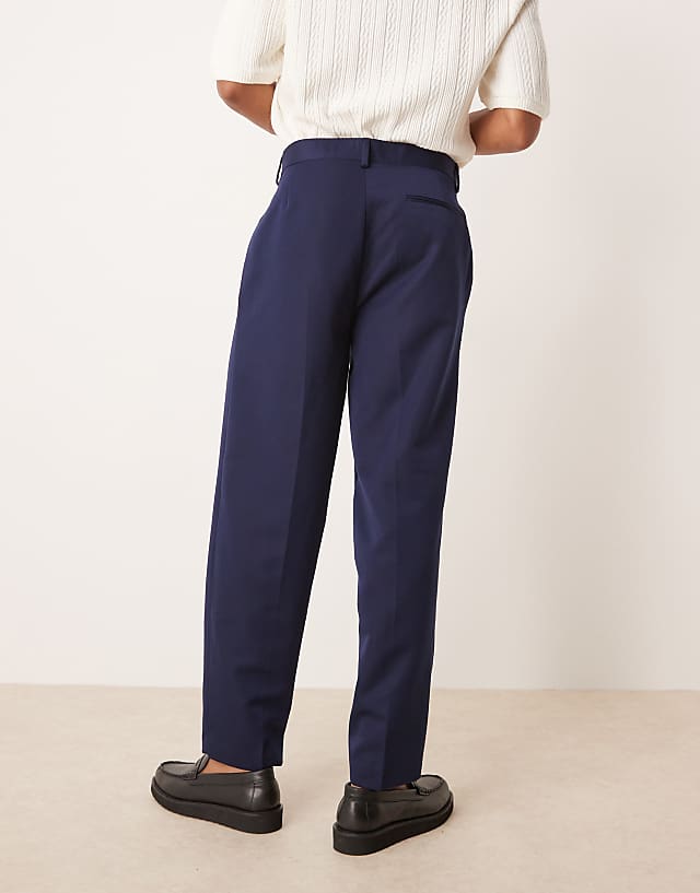 ASOS DESIGN Smart Oversized Tapered Trousers Navy