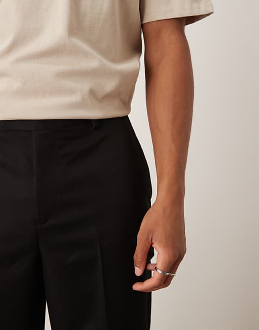 ASOS DESIGN Smart Relaxed Tapered Fit Trousers In Black