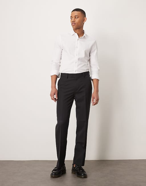 ASOS DESIGN smart straight leg trousers in black