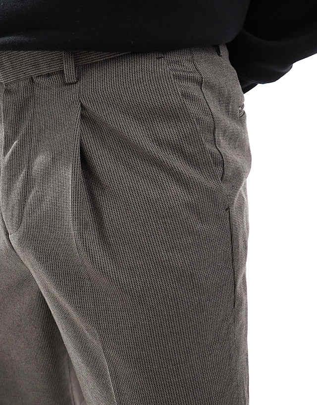 ASOS DESIGN Smart Tapered Fit Trousers In Brown Microtexture